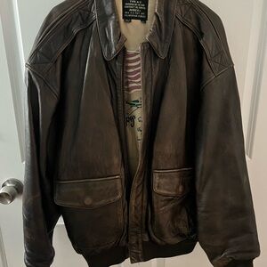 Avirex Dark Brown Leather Bomber Jacket